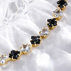 Brass Rhombus Cubic Zirconia Cup Chain Necklaces for Women&nbsp;NJEW-U033-01G-03