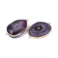 Natural Agate Connector Charms&nbsp;G-Q606-56B-G