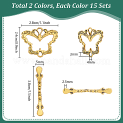 30 Sets 2 Styles Tibetan Style Butterfly Alloy Toggle Clasps&nbsp;FIND-PH0025-58