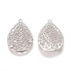 Brass Micro Pave Cubic Zirconia Pendants&nbsp;KK-F803-07P-NF