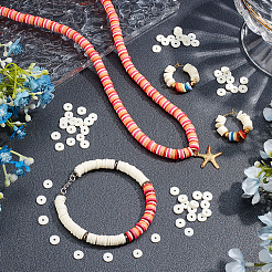 10 Strands Flat Round Handmade Polymer Clay Beads&nbsp;CLAY-PH0001-44H