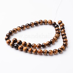 Round Natural Tiger Eye Bead Strands&nbsp;G-J346-13-8mm