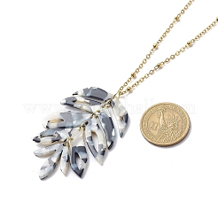 3Pcs 3 Colors Resin Leaf Pendant Necklaces&nbsp;NJEW-JN03989