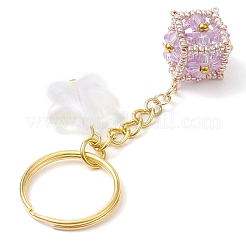 Glass Seed Bead Cube with Acrylic Star Keychain&nbsp;KEYC-MZ00027-04