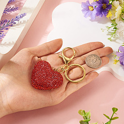 Handmade Polymer Clay Rhinestone Heart Keychains&nbsp;KEYC-TAC00068-01