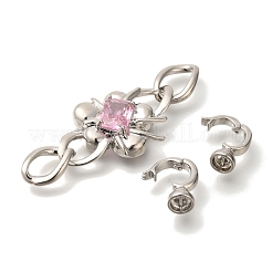 Brass Micro Pave Cubic Zirconia Fold Over Clasps&nbsp;KK-K389-009P