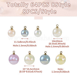 64Pcs 8 Style ABS Plastic Imitation Pearl Charms&nbsp;PACR-CD0001-03