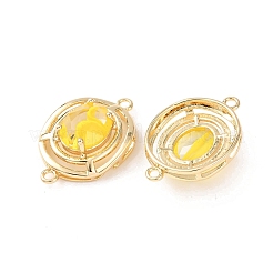 Brass with Glass Connector Charms&nbsp;KK-Z141-13G