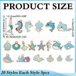 100Pcs Marine Animal Zinc Alloy Enamel Pendants&nbsp;FIND-WR0012-76
