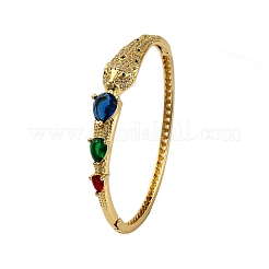 Rack Plating Brass Micro Pave Cubic Zirconia Hinged Bangles&nbsp;BJEW-H624-01G