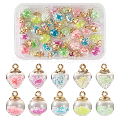 45Pcs 9 Styles Glow in the Dark Luminous Glass Globe Pendants&nbsp;FIND-TA0002-24