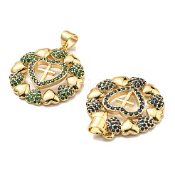Rack Plating Brass Cubic Zirconia Pendants&nbsp;KK-D026-13G