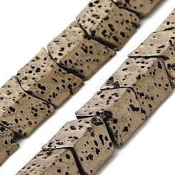Electroplated Natural Lava Rock Beads Strands&nbsp;G-Q1009-C01-01