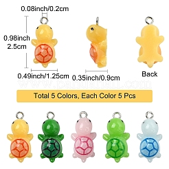 25Pcs 5 Colors Opaque Resin Pendants&nbsp;RESI-YW0002-09