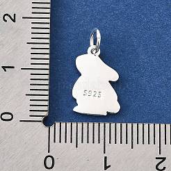 925 Sterling Silver Pink and White Enamel Rabbit Charms&nbsp;STER-G046-03S