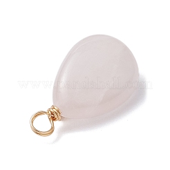 Copper Wire Wrapped Natural Rose Quartz & Natural Cultured Freshwater Pearl Beads Pendants&nbsp;PALLOY-JF03645-01