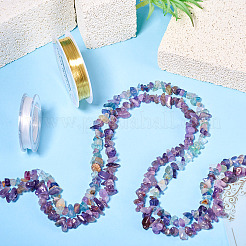 Natural Fluorite and Natural Amethyst Chip Beads Strands&nbsp;G-TA0002-43