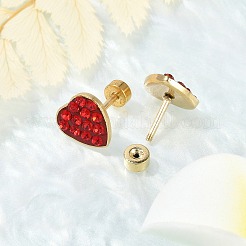Heart Glass & Polymer Clay Rhinestone Ear Fake Plugs&nbsp;EJEW-H105-28G