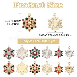 6Pcs 6 Styles Rack Plating Alloy Rhinestone Pendants&nbsp;FIND-YW0005-63