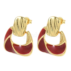 Brass Enamel Dangle Stud Earrings for Women&nbsp;KK-CBA760A-12G-03