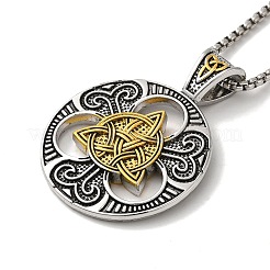 Two Tone Hollow Sailor Knot Alloy Pendant Necklace with Box Chains&nbsp;NJEW-D048-09MC