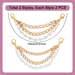 4Pcs 2 Styles Aluminium Curb Chains Shoe Chains&nbsp;HJEW-GA00014