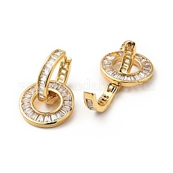 Clear Cubic Zirconia Interlocking Double Ring Dangle Hoop Earrings&nbsp;EJEW-F288-12G