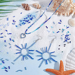 195G 15 Styles Blue Theme Round & Bugle Glass Seed Beads&nbsp;SEED-PH0002-65