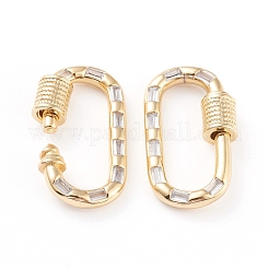 Brass Micro Pave Cubic Zirconia Screw Carabiner Lock Charms&nbsp;ZIRC-L093-58A-G