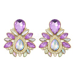 304 Stainless Steel Glass Stud Earrings&nbsp;EJEW-M095-15G-01