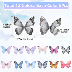 60Pcs 12 Colors  Polyester Butterfly Ornament Accessories&nbsp;FIND-SP0004-59