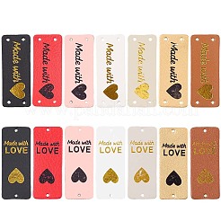 112Pcs 14 Colors Valentine's Day PU Leather Labels&nbsp;DIY-CL0002-02
