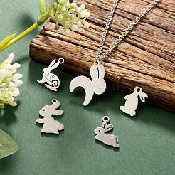 Non-Tarnish 30Pcs 5 Style 201 Stainless Steel Bunny Pendants&nbsp;STAS-LS0001-76P