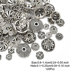 120Pcs 12 Styles Tibetan Style Alloy Bead Caps&nbsp;TIBE-YW0001-61