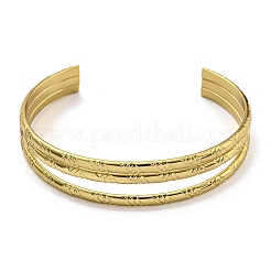 PVD Vacuum Plating 202 Stainless Steel Multi-strand Open Cuff Bangles for Women&nbsp;BJEW-M317-07E-G