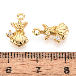 Brass Micro Pave Cubic Zirconia Charms&nbsp;KK-N263-102G