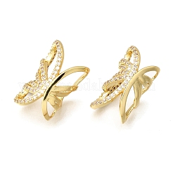 Brass Micro Pave Clear Cubic Zirconia Butterfly Cuff Earrings&nbsp;EJEW-P322-16G