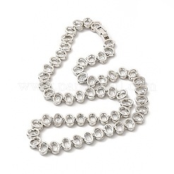 Clear Cubic Zirconia Oval Link Chain Necklace&nbsp;NJEW-E074-02P