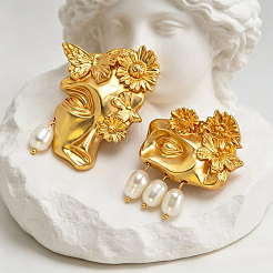 Alloy Asymmetrical Face Sculpture Stud Earrings&nbsp;WGBF6A5-01