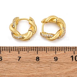 Brass Micro Pave Clear Cubic Zirconia Hoop Earrings&nbsp;EJEW-R025-16G