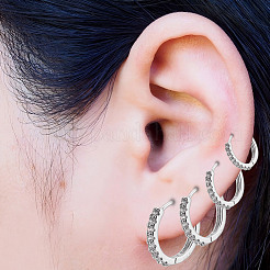 8Pcs 4 Styles Brass Clear Cubic Zirconia Hoop Earrings&nbsp;EJEW-DR0001-02S