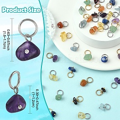 35Pcs 7 Colors Natural Mixed Gemstone Chip Pendants&nbsp;PALLOY-YW00144-01