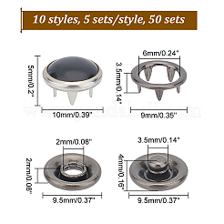 50 sets 10 Style Brass Snap Buttons&nbsp;FIND-NB0004-07