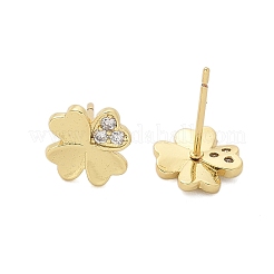 Brass Clover Stud Earrings&nbsp;EJEW-R016-20G