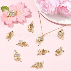 2Pcs 2 Colors Brass Micro Pave Cubic Zirconia with Resin Pendants&nbsp;KK-YW0004-47