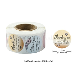 3 Patterns Round Dot Thank You Paper Self-Adhesive Gift Sticker Rolls&nbsp;STIC-YW0001-01