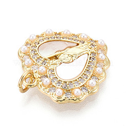 Brass Micro Pave Clear Cubic Zirconia Pendants&nbsp;KK-N268-71G