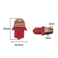 20pcs 5 Colors Resin & Walnut Wood Pendants&nbsp;RESI-CJ0001-197