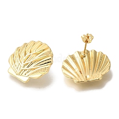Rack Plating Shell Shape Brass Stud Earrings&nbsp;EJEW-H016-35G
