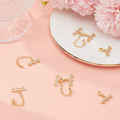 4Pcs Brass Micro Pave Clear Cubic Zirconia Chain Extender&nbsp;KK-BBC0013-57